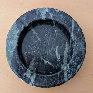 Vintage Mid-Century Green Marble Round Ashtray
